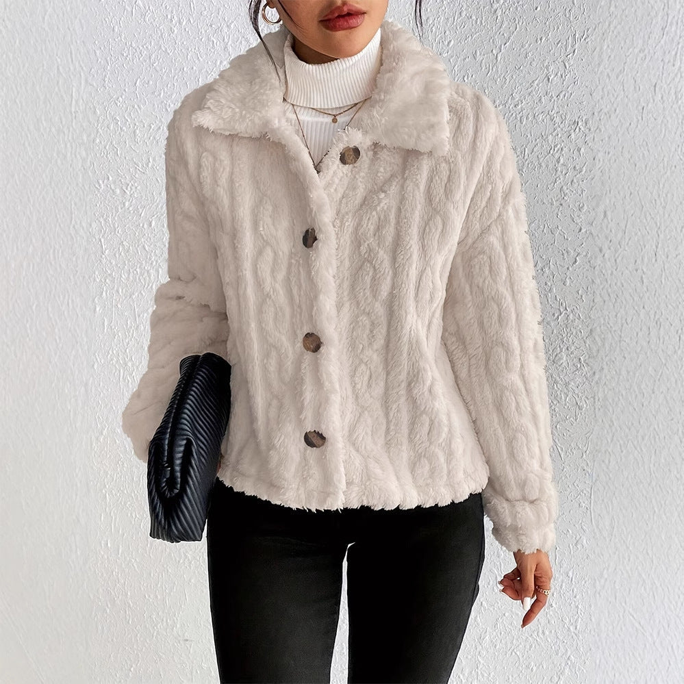 Damen Plüsch-Steppjacke mit hohem Kragen R&B