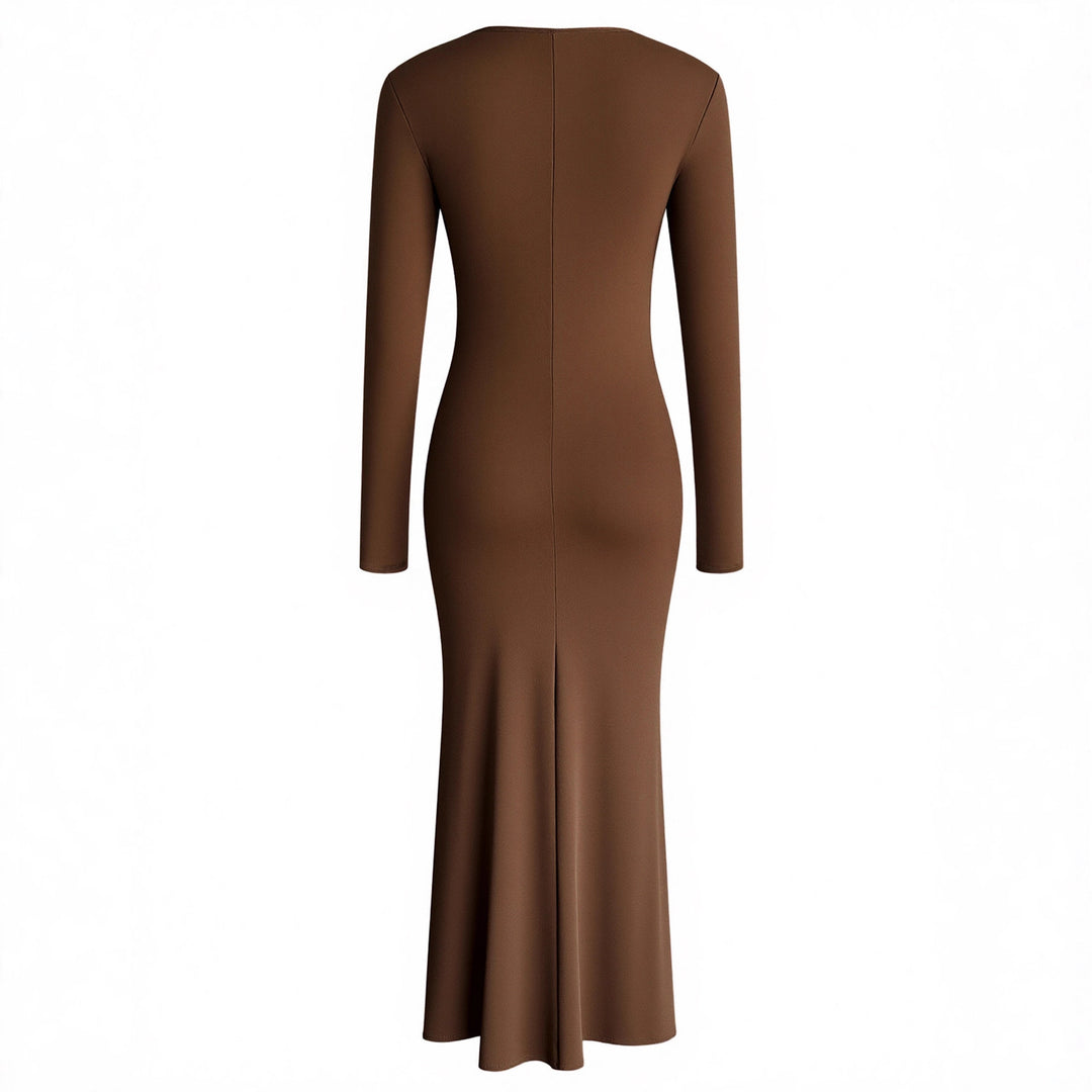 Damen elegantes Midi-Kleid aus hochwertigem Velours R&B