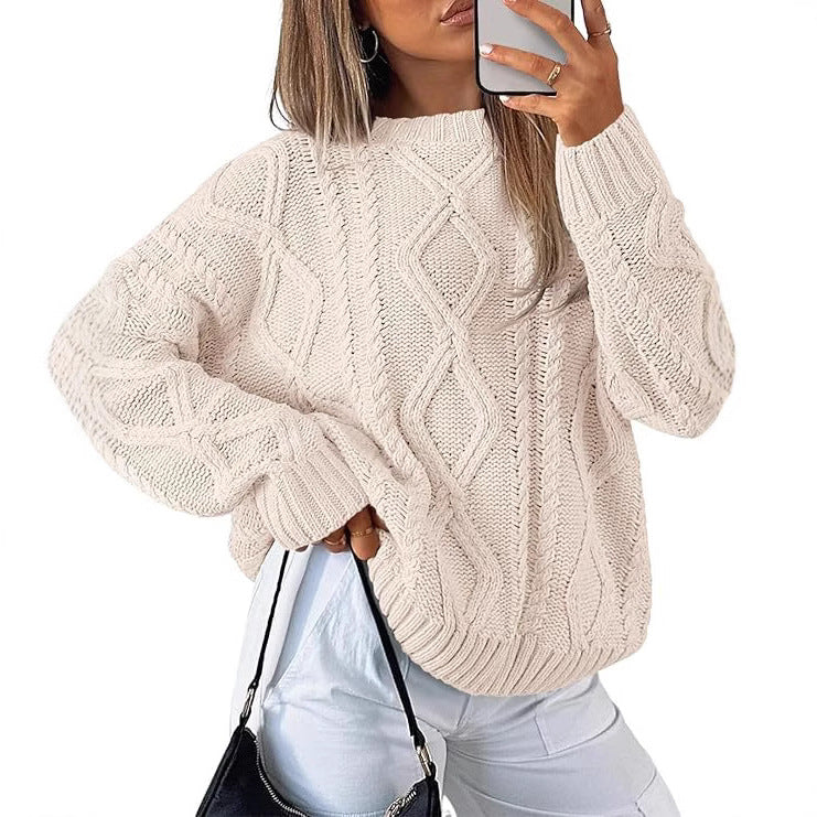 Damen Grobstrickpullover mit auffälligem Zopfmuster R&B