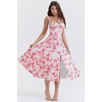 Damen Maxikleid mit floralem Design und elegantem Schlitz R&B