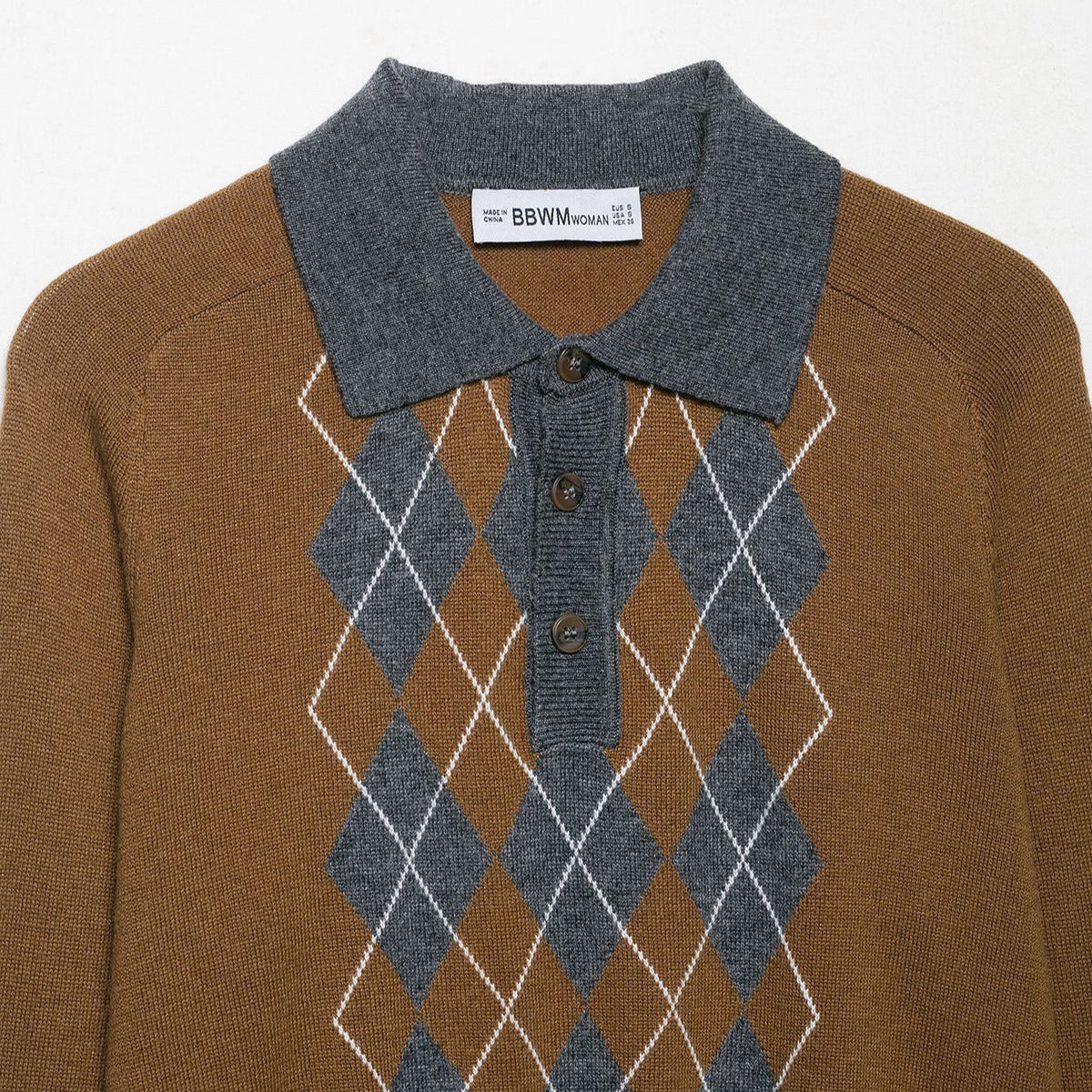 Damen Poloshirt mit modernem Argyle-Muster und komfortablem Schnitt R&B