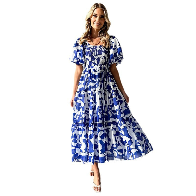 Damen Maxikleid mit schulterfreiem Schnitt und luftigen Puffärmeln R&B