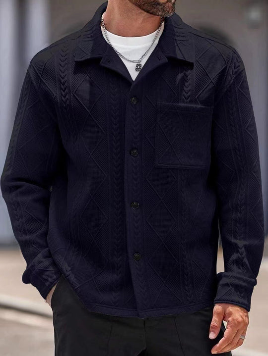 Herren Strickhemd mit modernem Design und strukturiertem Gewebe R&B