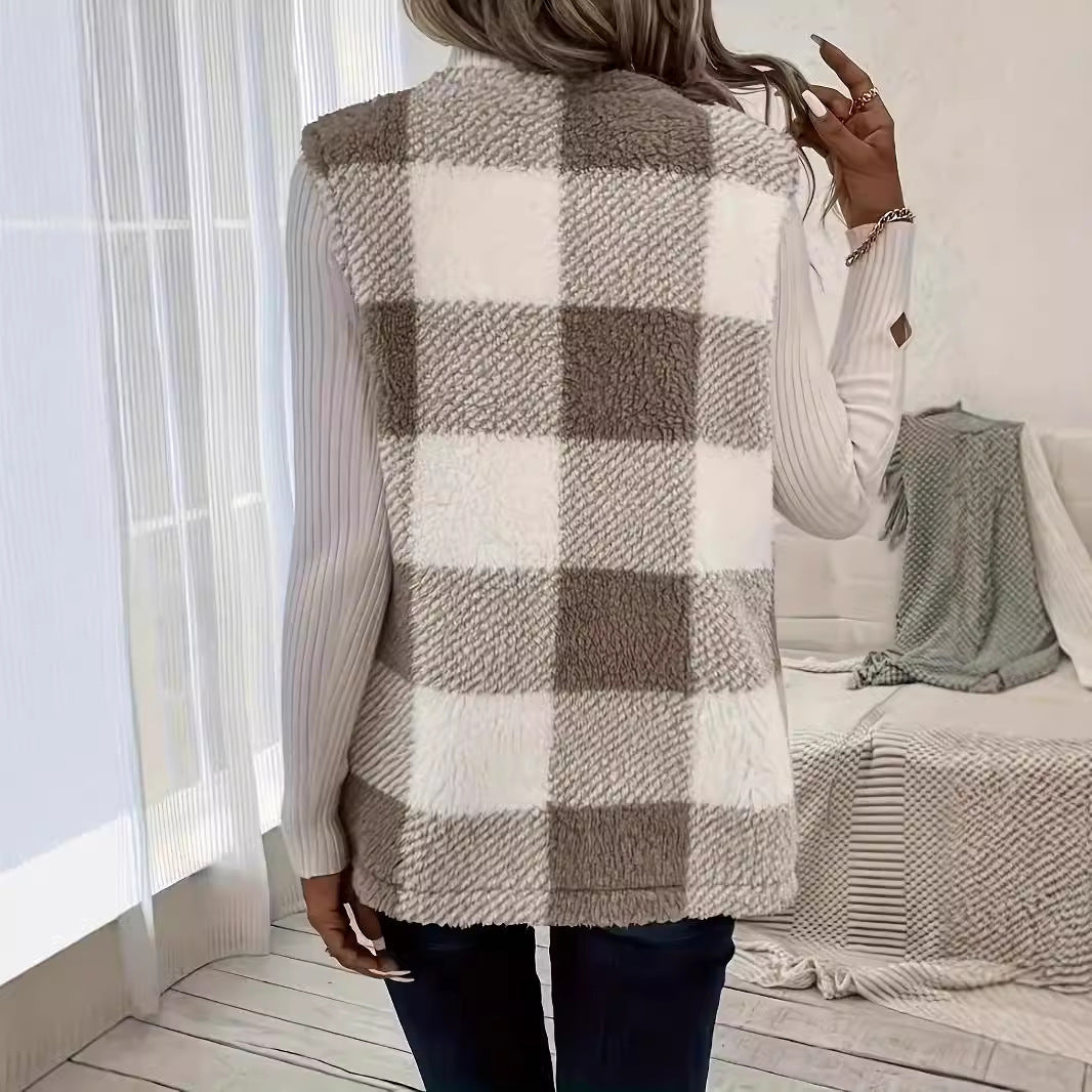 Damen Gemusterte Fleece-Weste mit praktischen Taschen R&B