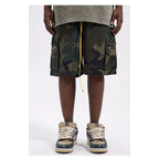 Herren nan Cargo-Shorts im Camouflage-Ripstop mit Elastikbund, Tunnelzug und Reißverschlusstaschen R&B