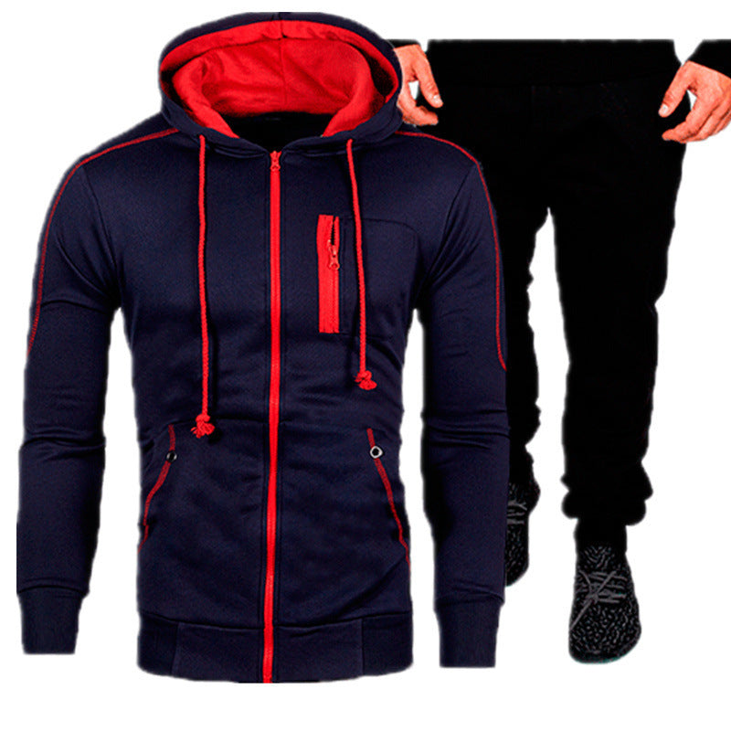 Herren sportliches Kapuzenjacken- und Jogginghosen-Set R&B