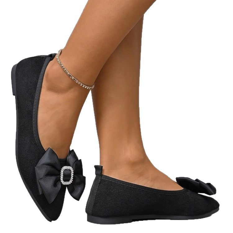 Damen elegante Ballerinas mit glamouröser Schleifen-Applikation R&B