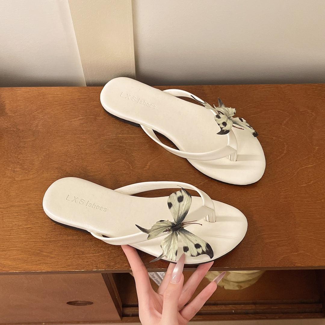 Damen elegante Flip-Flops mit modischen Schmetterlingsapplikationen R&B