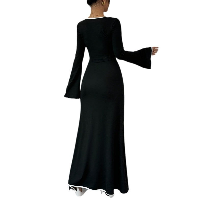Damen Elegantes Maxikleid mit weiten Ärmeln und quadratischem Ausschnitt R&B