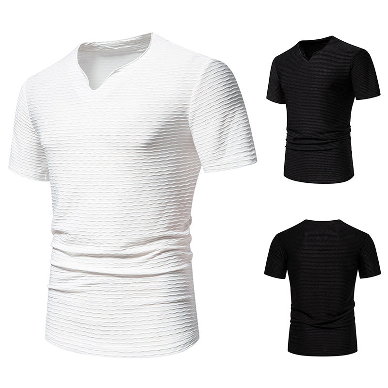 Herren Kurzarm T-Shirt mit strukturiertem Wellenmuster
