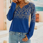 Damen V-Ausschnitt Bluse mit floralem Design R&B
