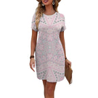 Damen Stilvolles Blusenkleid mit abstraktem Muster EB