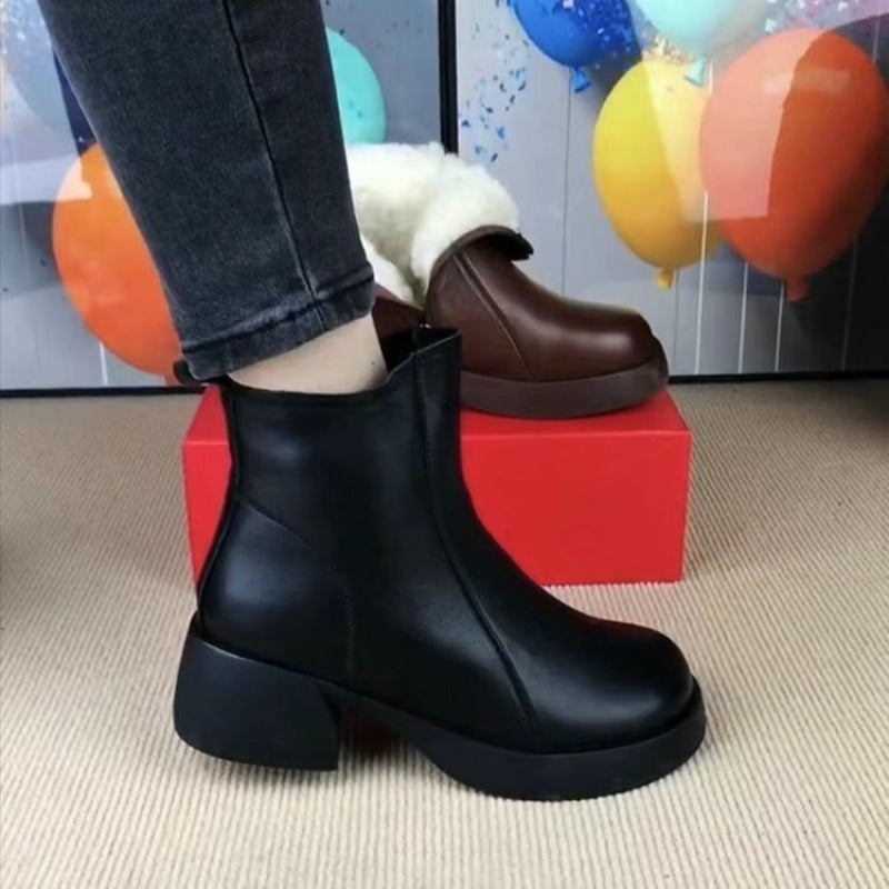 Damen Komfortable Stiefeletten mit warmem Innenfutter und rutschfestem Absatz R&B