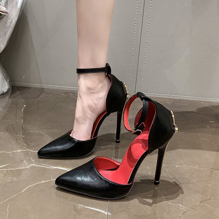 Damen Elegante transparent High-Heel Pumps mit Riemen R&B
