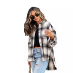Damen Kariertes Oversized-Hemd im lässigen Stil R&B