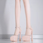 Damen Plateau High Heels mit spitzen Metallakzenten R&B