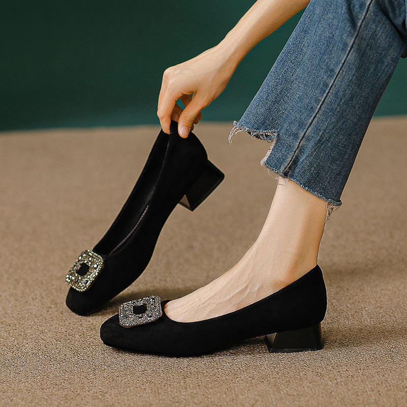 Damen elegante Ballerinas mit funkelndem Schmuck