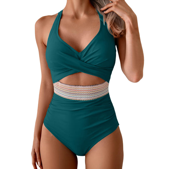 Damen Einteiliges Badeoutfit mit innovativer Wickeloptik R&B
