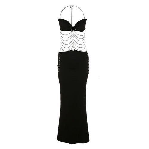 Damen Elegantes Maxikleid mit Kettenakzenten und schmalem Schnitt R&B