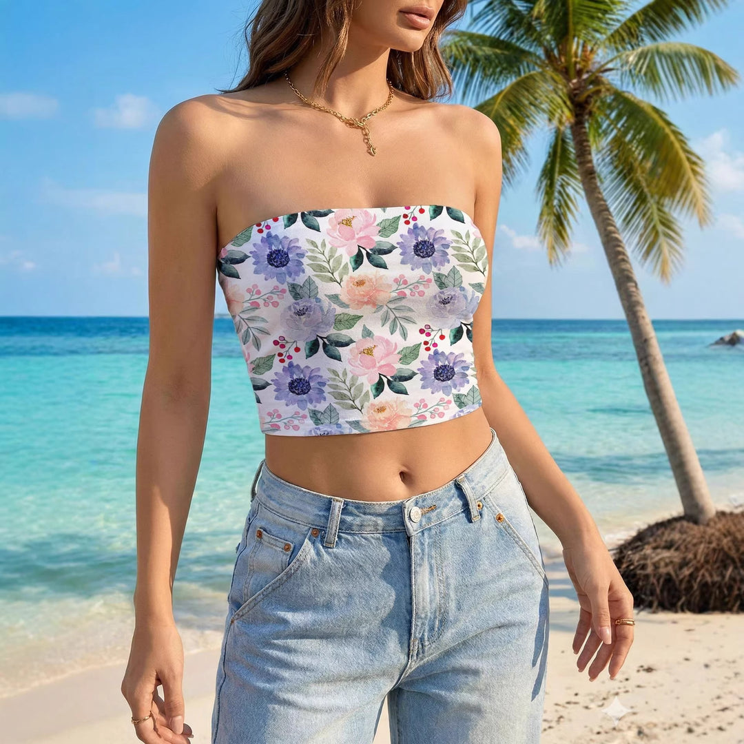 Damen Bandeau-Top mit lebhaftem Blumendesign R&B