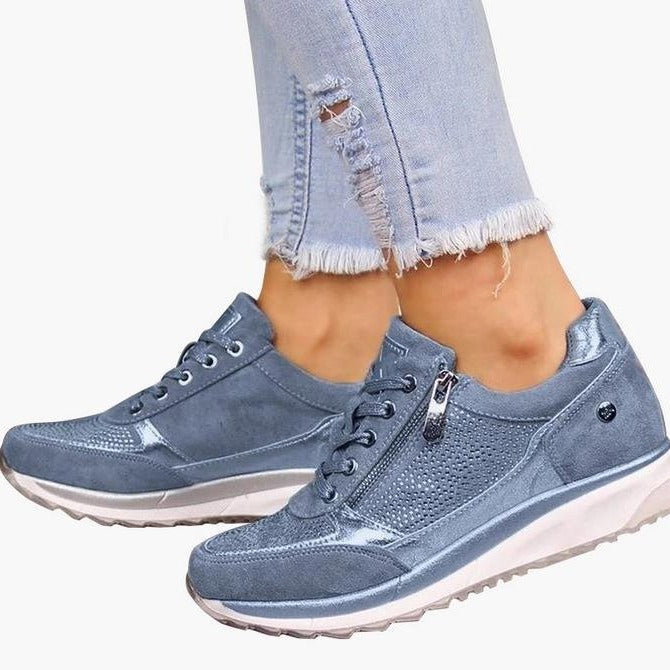 Damen Sportliche Sneakers mit modischem Reißverschluss und atmungsaktiver Oberfläche R&B