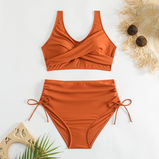 Damen Hochtailliertes Bikini-Set mit verstellbaren Trägern R&B
