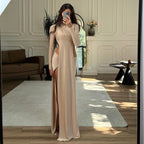 Damen Elegantes Maxikleid mit schmalem Schnitt und hohen Schlitzen R&B