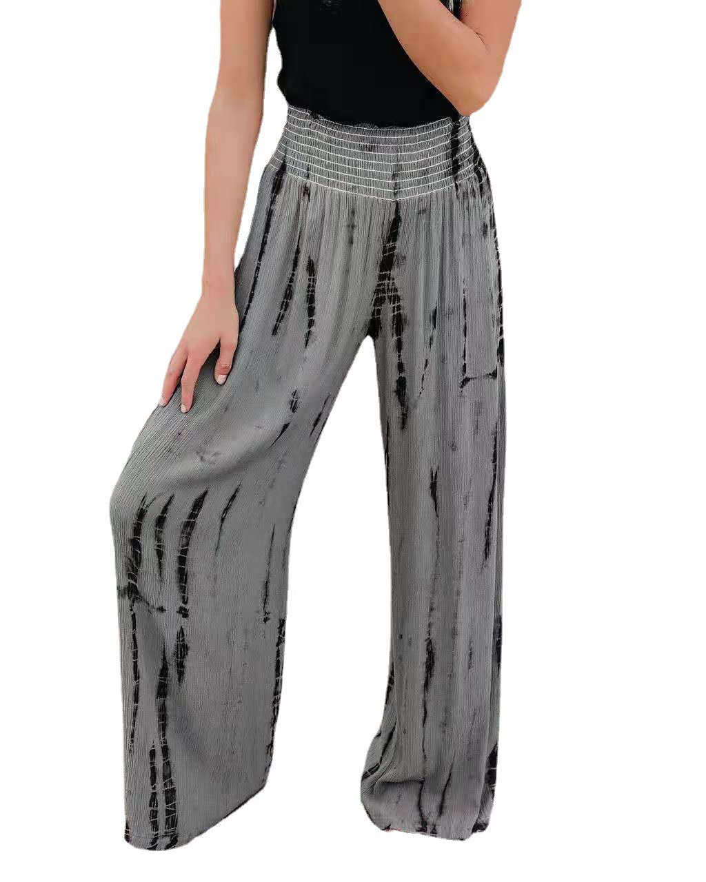 Damen Weit geschnittene Plissierte Hose mit elastischem Bund R&B
