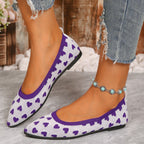 Damen Ballerinas aus weichem Strickmaterial mit Herzmuster und flexibler Sohle R&B