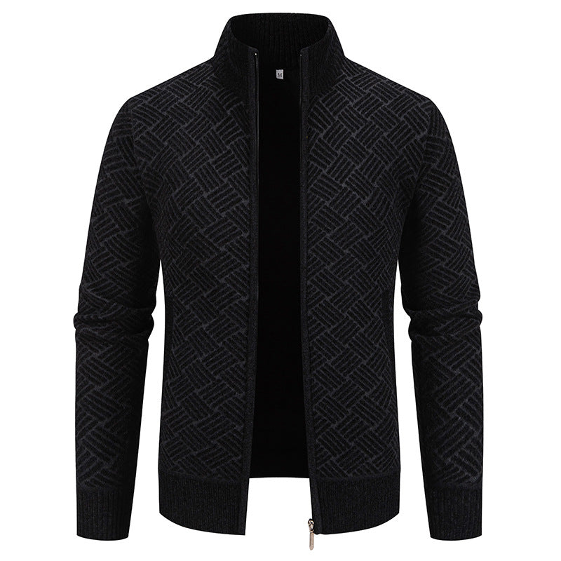 Herren Strickjacke mit modernem Karomuster R&B