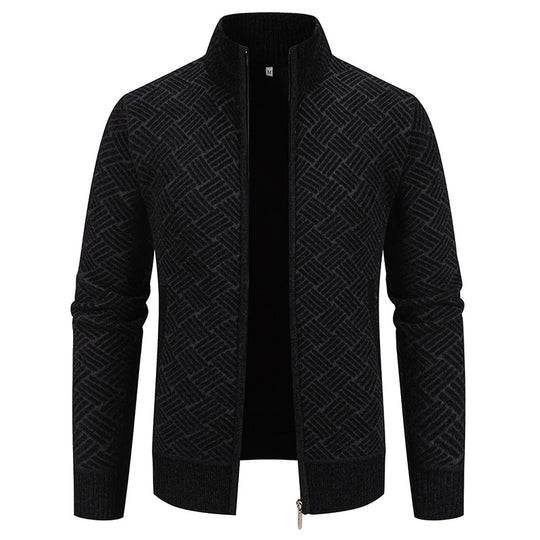Herren Strickjacke mit modernem Karomuster R&B