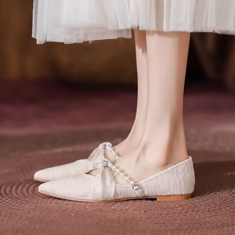 Damen Ballerinas mit zartem Schleifen- und Perlenschmuck R&B
