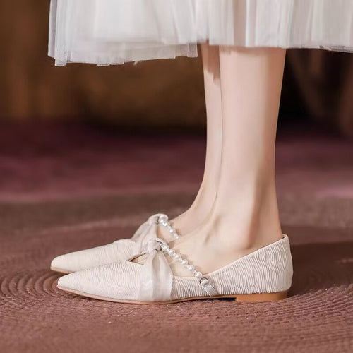 Damen Ballerinas mit zartem Schleifen- und Perlenschmuck R&B