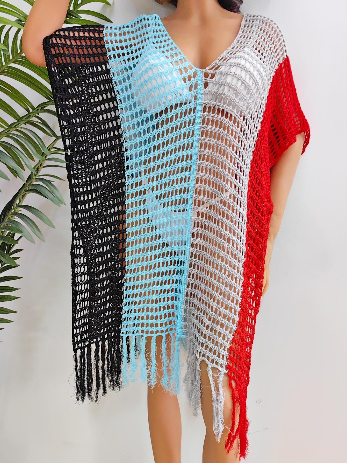 Damen luftig-transparenter Strandponcho R&B