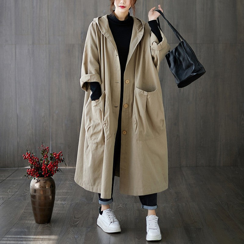 Damen Oversized Kapuzenmantel mit praktischen Taschen R&B