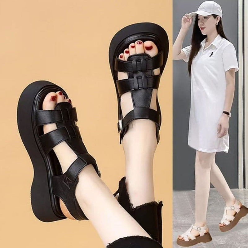 Damen Komfortable Plateau-Sandalen mit verstellbaren Riemen und modischem Design R&B