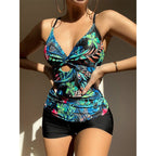 Damen Badeanzug-Set mit floralem Design und hohem Beinausschnitt R&B