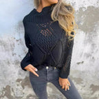 Damen Grobstrick Pullover mit romantischen Netzdetails R&B