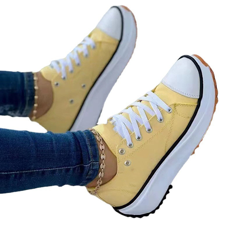 Damen nan Plateau-Canvas-Sneaker mit profilierter Gummilaufsohle und verstärkter Zehenkappe R&B
