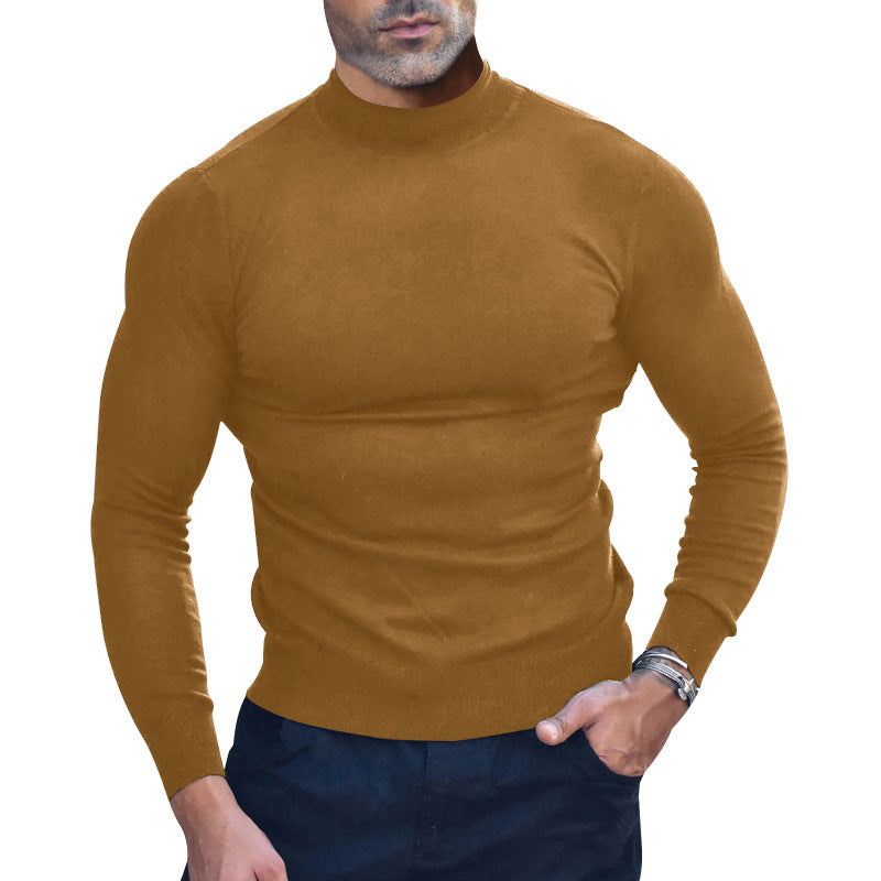 Herren nan körperbetonter Feinstrickpullover mit engem Rundhalsausschnitt R&B