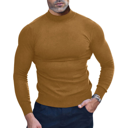 Herren nan körperbetonter Feinstrickpullover mit engem Rundhalsausschnitt R&B