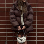 Damen Steppjacke im oversized Schnitt mit hohem Kragen und Taschen R&B