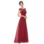 Damen Elegantes Maxikleid mit Spitzenoberteil und fließendem Rock EB