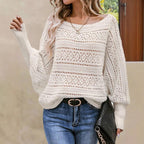 Damen luftiger Strickpullover mit offshoulder Design R&B