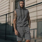 Herren nan Kapuzen-Muskelshirt-Set mit funktionaler Cargobermuda R&B