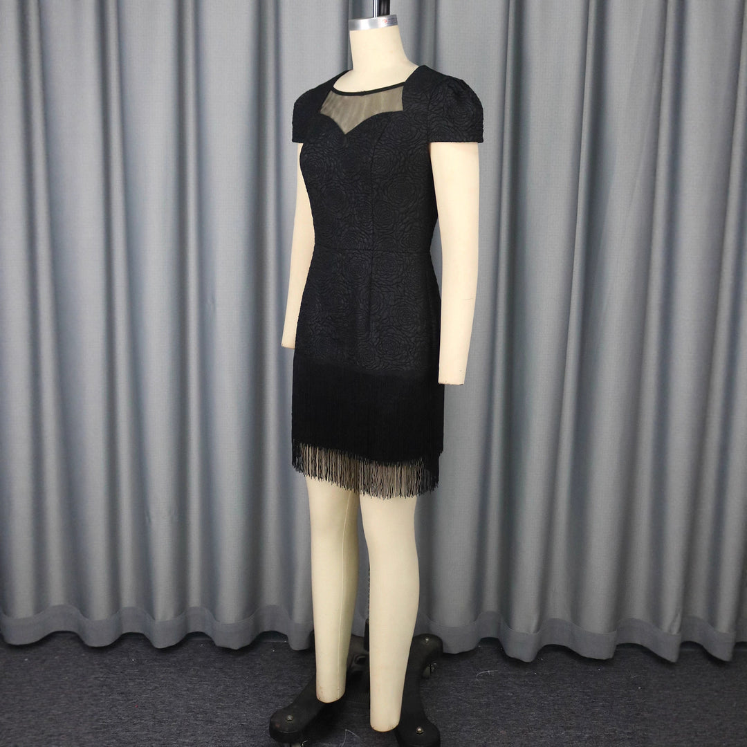 Damen Glamouröses Kleid mit Fransen und transparentem Detail R&B