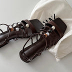 Damen Modische Plateau-Sandalen mit dekorativen Riemen und bequemer Innensohle