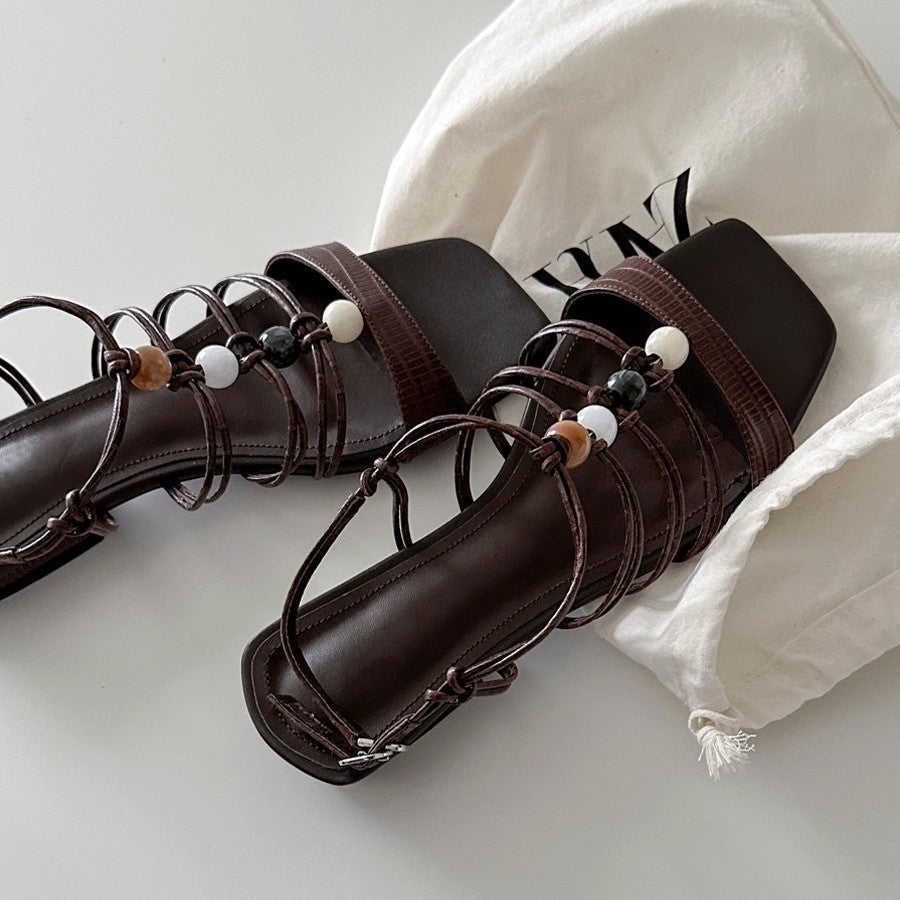 Damen Modische Plateau-Sandalen mit dekorativen Riemen und bequemer Innensohle