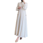 Damen Maxikleid mit strukturiertem Design und Puffärmeln R&B