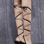 Damen Riemchen High Heels mit funkelnden Glitzer-Applikationen und verstellbarem Knöchelband EB